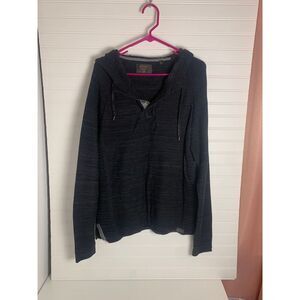 Outpost Makers Men's L Hooded Knit Henley Sweater Pullover Long Sleeve